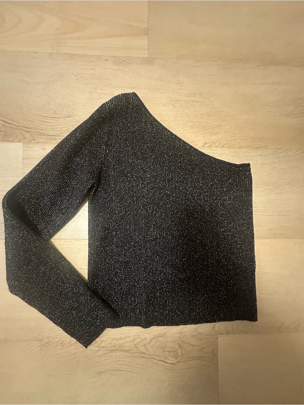Zara One-Shoulder Sparkle Black Girls Top - NEW NEVER WORN